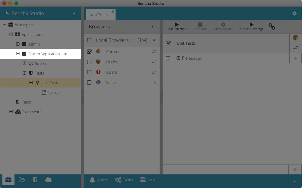 Sencha Studio Test Runner App Watch Running