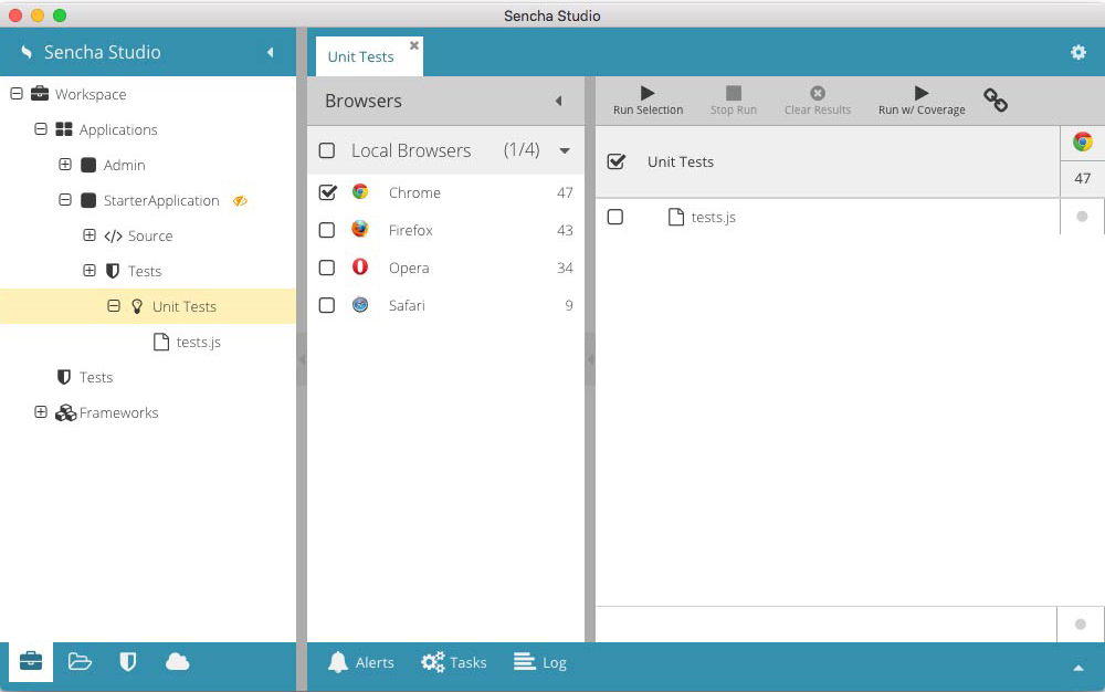 Sencha Studio Test Runner Chrome Checked